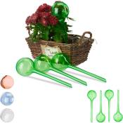 Relaxdays - Globes d'arrosage en plastique, lot de 8, distributeur eau plantes, 2 semaines, pot fleurs, boules arrosage, vert