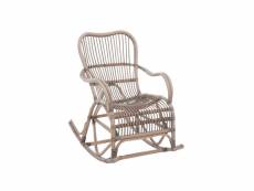 Rocking chair rotin grisé - ricky - l 110 x l 66 x