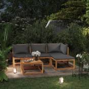 Salon de jardin 5 pcs Ensemble Table et Chaise de Jardin - avec coussin Bois d'acacia solide BV850525