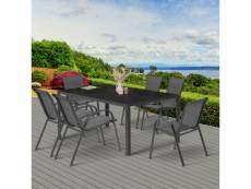 Salon de jardin madrid table 150 cm et 6 chaises empilables