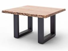 Table basse en bois d'acacia massif naturel et acier anthracite - l.75 x h.45 x p.75 cm -pegane- PEGANE