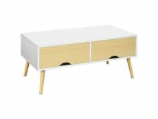 Table basse rectangulaire design scandinave 2 tiroirs
