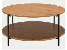 Table basse ronde en bois mdf et métal noir - diamètre 90 x hauteur 42,50 cm