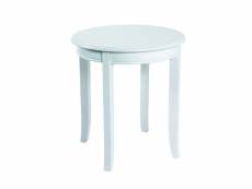 Table d'appoint en bois massif laqué blanc - diam 48 x h 51 cm -pegane-