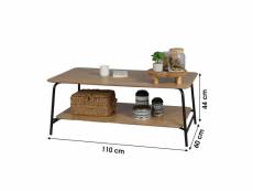 Table de salon table d'appoint table basse 2 niveaux meuble de télévision bois mdf avec structure en metal noir 110x60xh44cm