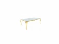 "table dorée en verre 150 cm couleur - verre blanc