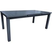 Table rectangulaire extensible Santorin 8/10 personnes en aluminium finition uni gris-bleuté avec 10 fauteuils Jardiline