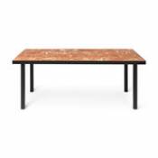 Table rectangulaire Flod Tiles / 181 x 81 cm - Carreaux d'argile faits mains - Ferm Living rouge en céramique