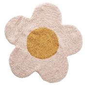 Tapis enfant en forme de fleur coton tufté rose 80x80cm