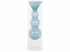 Vase à fleurs en verre 26 cm turquoise kalochi 345703