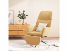 Vidaxl chaise de relaxation et repose-pied blanc crème similicuir daim