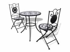 Vidaxl table de bistro 60 cm et 2 chaises mosaïqué noir/blanc 271772
