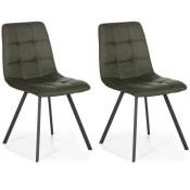 Vs Venta-stock - Set de 2 chaises Salle à Manger Mila Tapissées Vert, 58 cm x 45 cm x 90 cm - vert