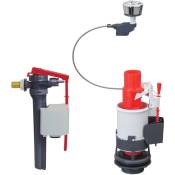 Wirquin - Chasse d'eau wc complète mécanisme wc double chasse MW2 et robinet flotteur à alimentation latérale Jollyfill 10723583, gris et rouge