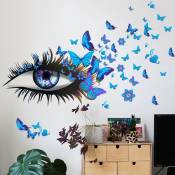 Yeux bleus cils papillons créatifs décoratifs Stickers