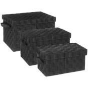5five - 3 boîtes de rangement lise noir - Noir