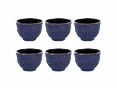 6 tasses en fonte de chine bleu & bronze 15 cl #KIT