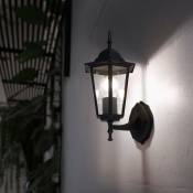 Applique murale d'extérieur lanterne antique porte d'entrée lumière led lampe de jardin noir, aluminium verre clair, 11W 1055lm blanc chaud, LxH