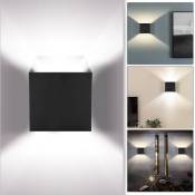 Applique Murale led Extérieur Moderne IP65 Escalier Couloir Lampe Carré Up Down Lumière Déco 12W Noir Blanc Froid - Tolletour