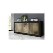 Azura Home Design - Buffet basic 2 portes 3 tiroirs noir mat/pero 210 cm