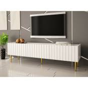 Bestmobilier - Ambre - meuble tv - 180 cm - style contemporain - blanc / doré - Blanc / Doré