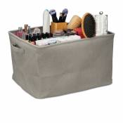 Boîte de rangement en tissu, pliable, organiseur, HxLxP : 24x40x30 cm, caisse à poignées, salle de bain, gris - Relaxdays