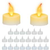 Bougies chauffe-plat led, lot de 24, fausses bougies, flamme vacillante, électriques, 4,5 x 3,5 cm, blanches - Relaxdays