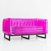 Canapé cadre aluminium assise thermoplastique rose