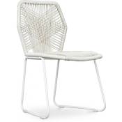 Chaise de jardin Frony - Piètement blanc Blanc - Rotin synthétique, Acier, Metal, Plastique - Blanc