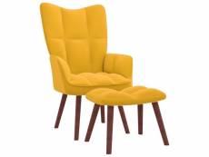 Chaise de relaxation avec repose-pied jaune moutarde