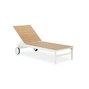 Chaise longue aluminium blanc et polywood imitation