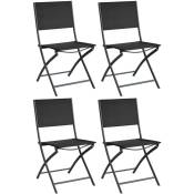 Chaise pliante en acier et toile Dream (Lot de 4) Graphite, Noir - Graphite, Noir