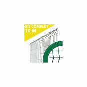 Cloture&jardin - Kit Grillage Rigide Vert 10M - jardipremium+ - Fil 4/5mm - 1,53 mètre - Vert (ral 6005)