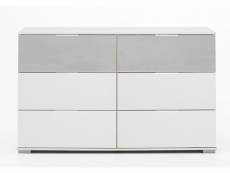 Commode / meuble de rangement coloris blanc/béton gris clair - longueur 130 x hauteur 83 x profondeur 41 cm