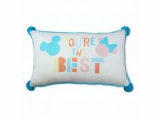 Coussin rectangulaire bleu - disney mickey you're the best - 45x45 cm