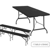 Ensemble Table et 2 Banc Pliante - Table Rectangulaire