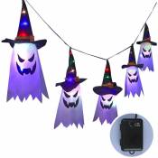 Guirlande lumineuse Chapeau de sorcière d'Halloween suspendu lumière fantôme assistant chapeau en forme de lampe fantôme LED à piles clignotant