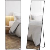 Homcom - Miroir sur pied ou mural rectangulaire grande taille dim. 50L x 37l x 158H cm verre métal noir - Noir