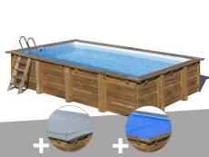 Kit piscine bois Gré Evora 6,20 x 4,20 x 1,33 m + Bâche hiver + Bâche à bulles