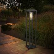 Lampadaire d'extérieur lampadaire de jardin en aluminium extérieur borne lumineuse chemin lumineux noir, mat clair, 1x E27, LxPxH 15x15x80 cm