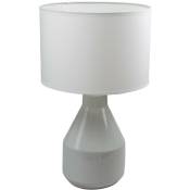 Lampe a poser ceramique abat jour coton blanc luminaire