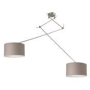 Lampe à suspension acier avec Abat-Jour 35 cm taupe réglable - Blitz ii - Beige - Qazqa