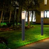 Lampe de jardin avec détecteur de mouvement anthracite lampadaire de jardin inox E27 balisage jardin, opale, 1x douille E27, H 80 cm, lot de 2