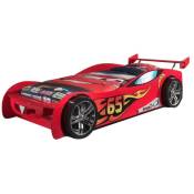 Les Tendances - Lit voiture de course 90x200 cm bois rouge Lemans-