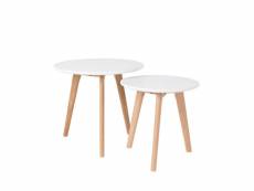 Lot de 2 tables d'appoint scandinave bodine - couleur - blanc / chêne 2300069