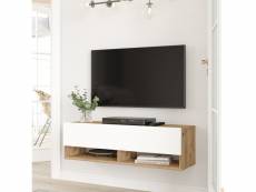 Meuble tv laitila à porte 29,5 x 100 x 31,5 cm effet bois de pin / blanc [en.casa]