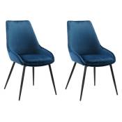 Meubletmoi - Lot de 2 chaises en velours bleu marine