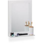 Miroir pour salle de bain, pour le mur, support de rangement, cadre, rectangulaire, HxLxP: 55x40x12 cm, blanc - Relaxdays