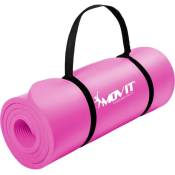 Movit® Tapis de Yoga - 183 x 60 cm, 15 mm d'Épaisseur, Antidérapant, Mousse NBR, Rose - Tapis d'Exercice, Tapis de Pilates, Tapis de Fitness, Gym à