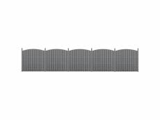 [neu.holz] 5 pièces de clôture barrière brise vue brise vent bois composite wpc demi-cercle arrondi gris 185 x 932 cm